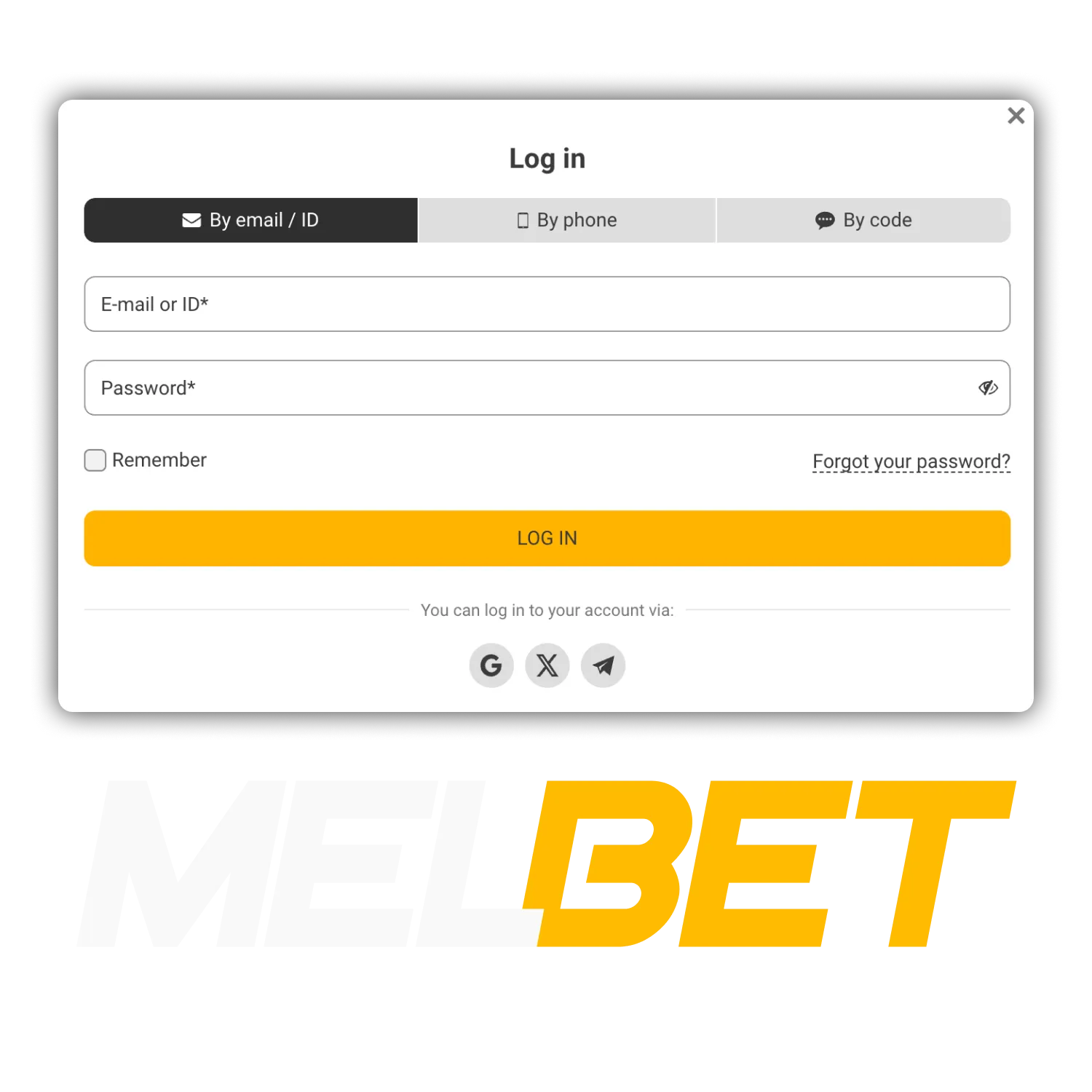 Log in to your Melbet account now.