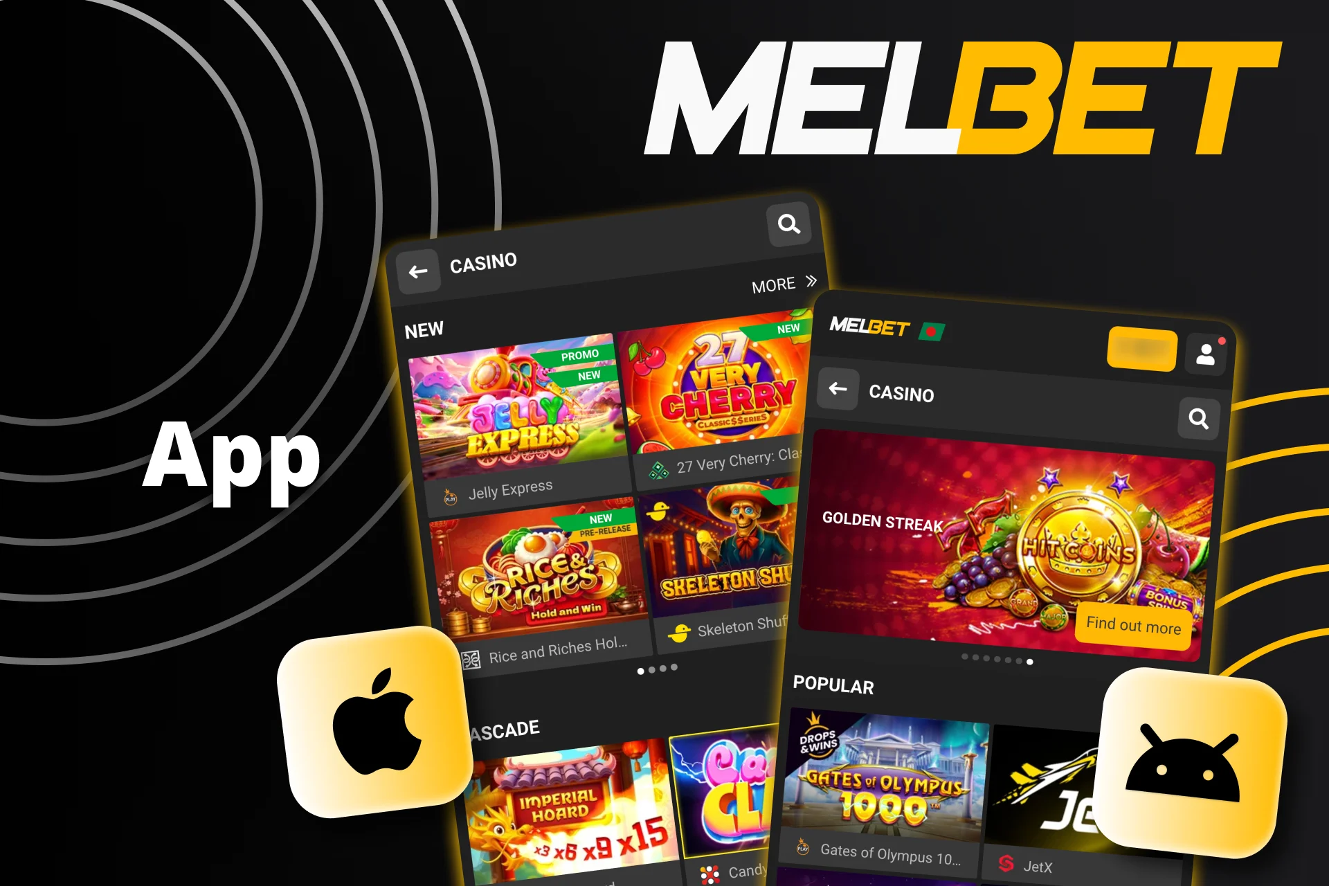 Download the Melbet casino app and play games.