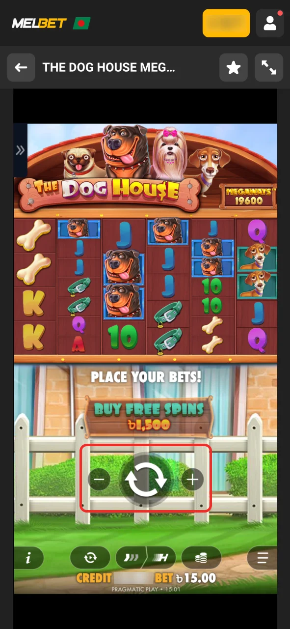 Press the play button to start gambling on Melbet Casino.
