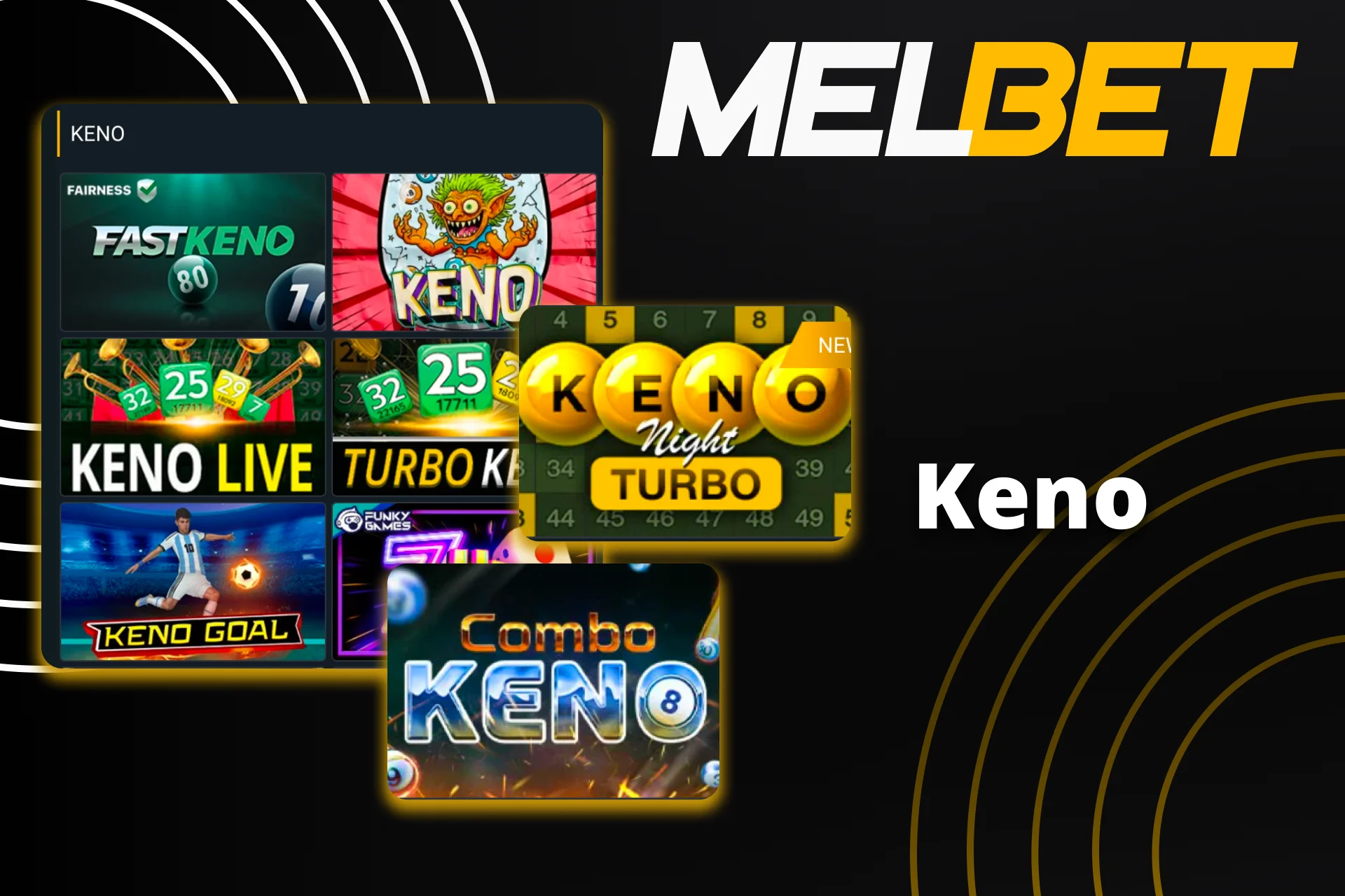 Pick your lucky numbers in keno games on Melbet Casino.