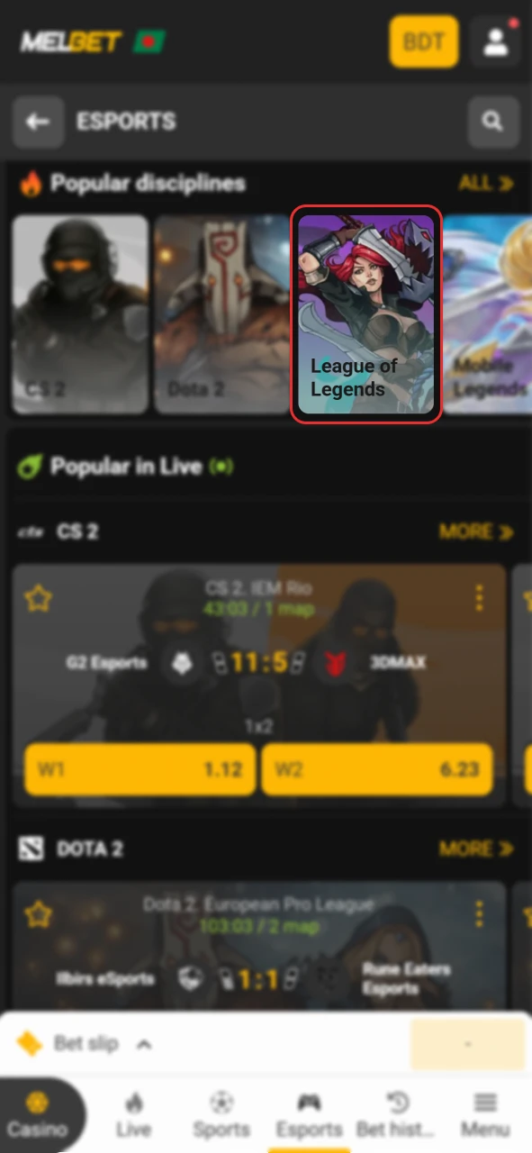 Select your favorite gaming title on the official Melbet platform.