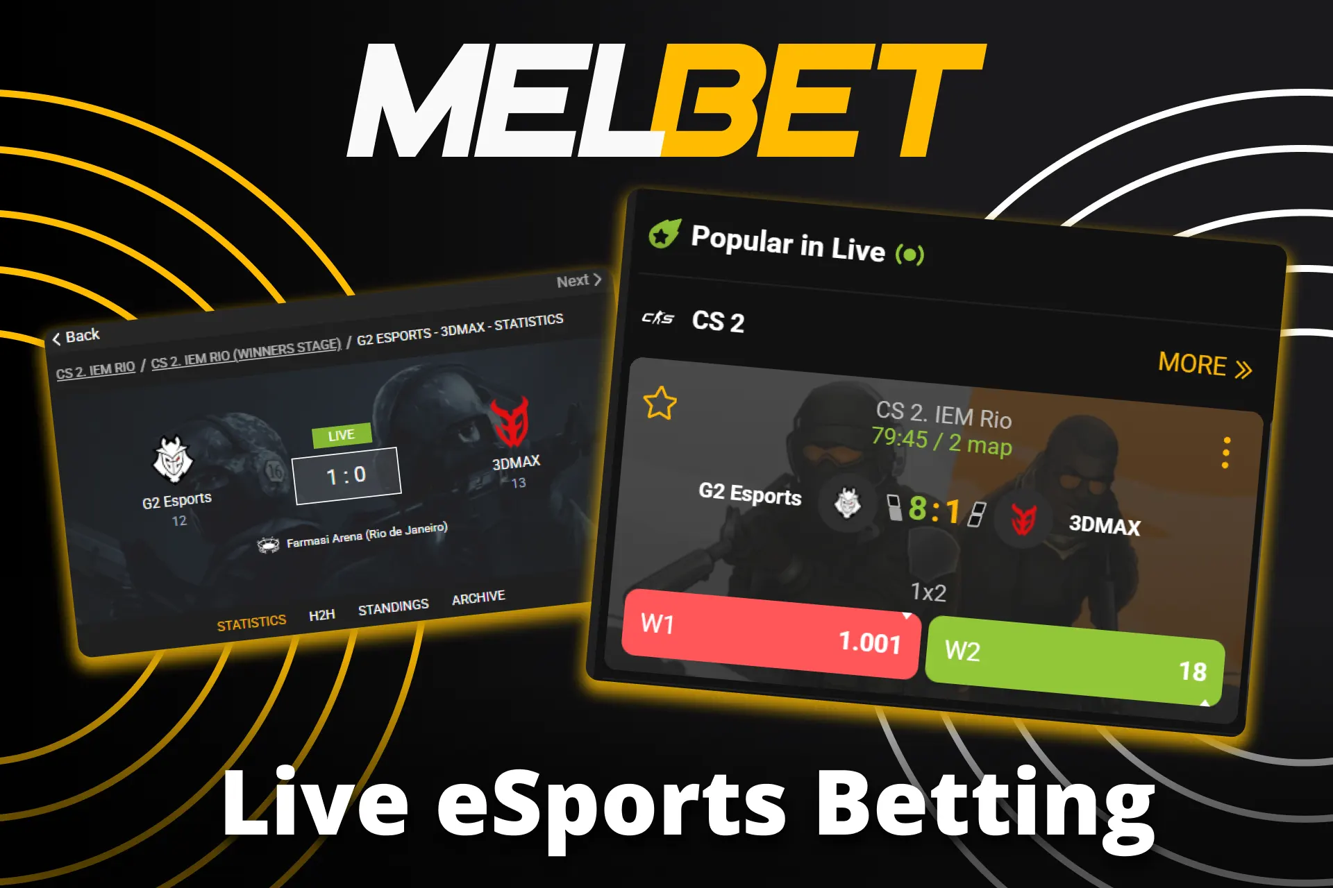 Place live esports wagers using the official Melbet real-time interface.