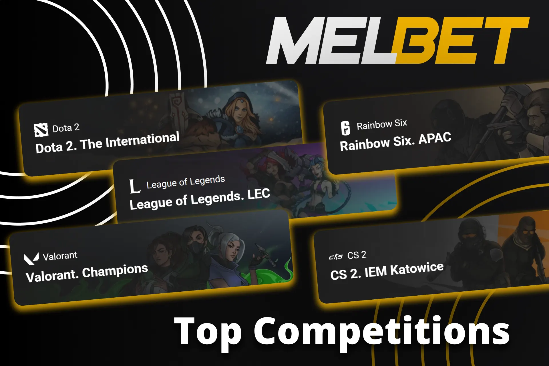 Bet on major gaming competitions via the official Melbet website.