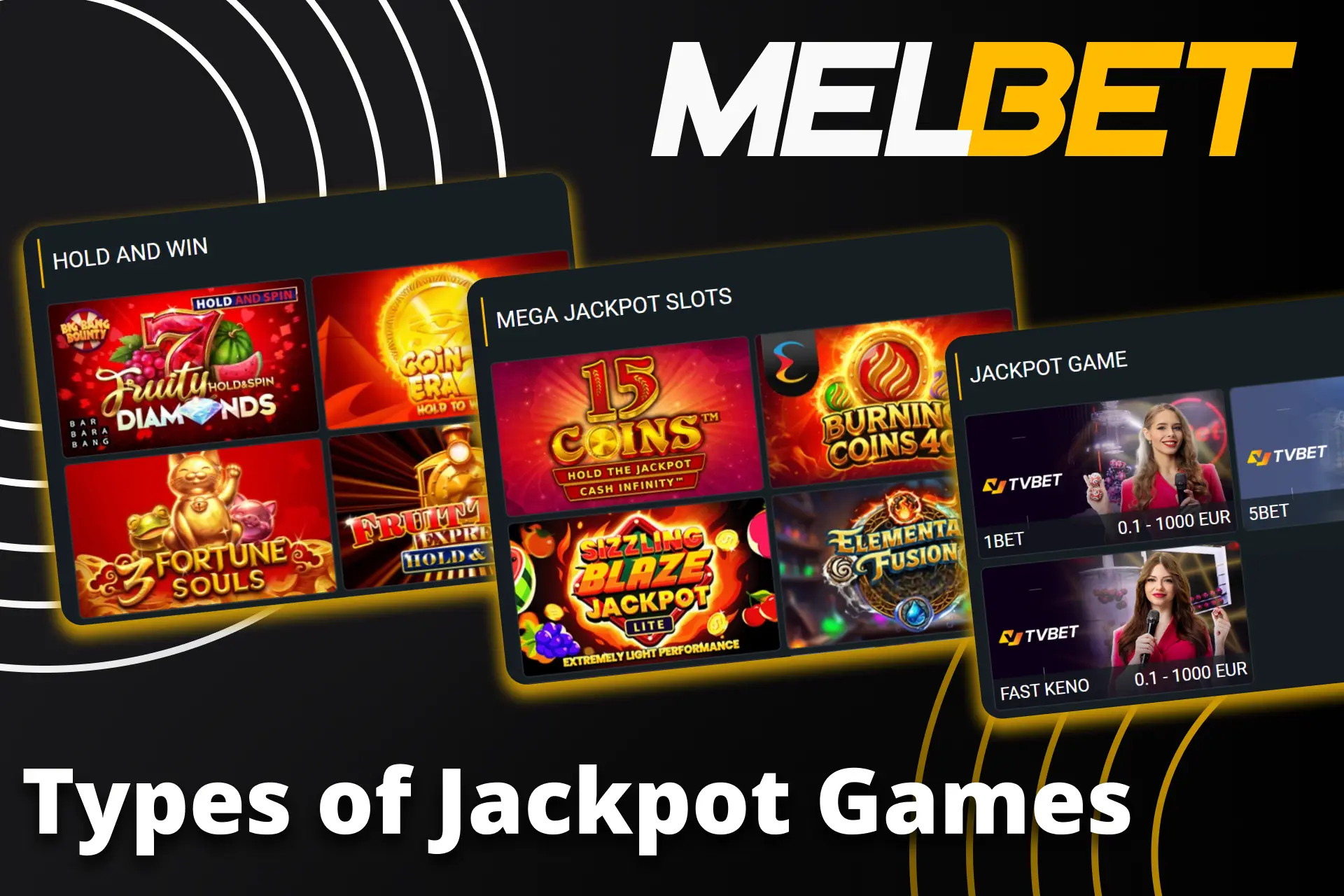 Explore different jackpot game types on the official Melbet website.