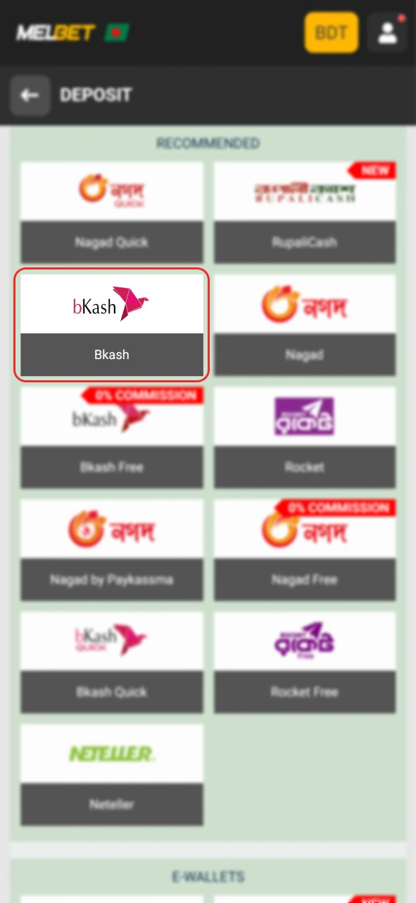 Add funds to your wallet using the official Melbet cashier.