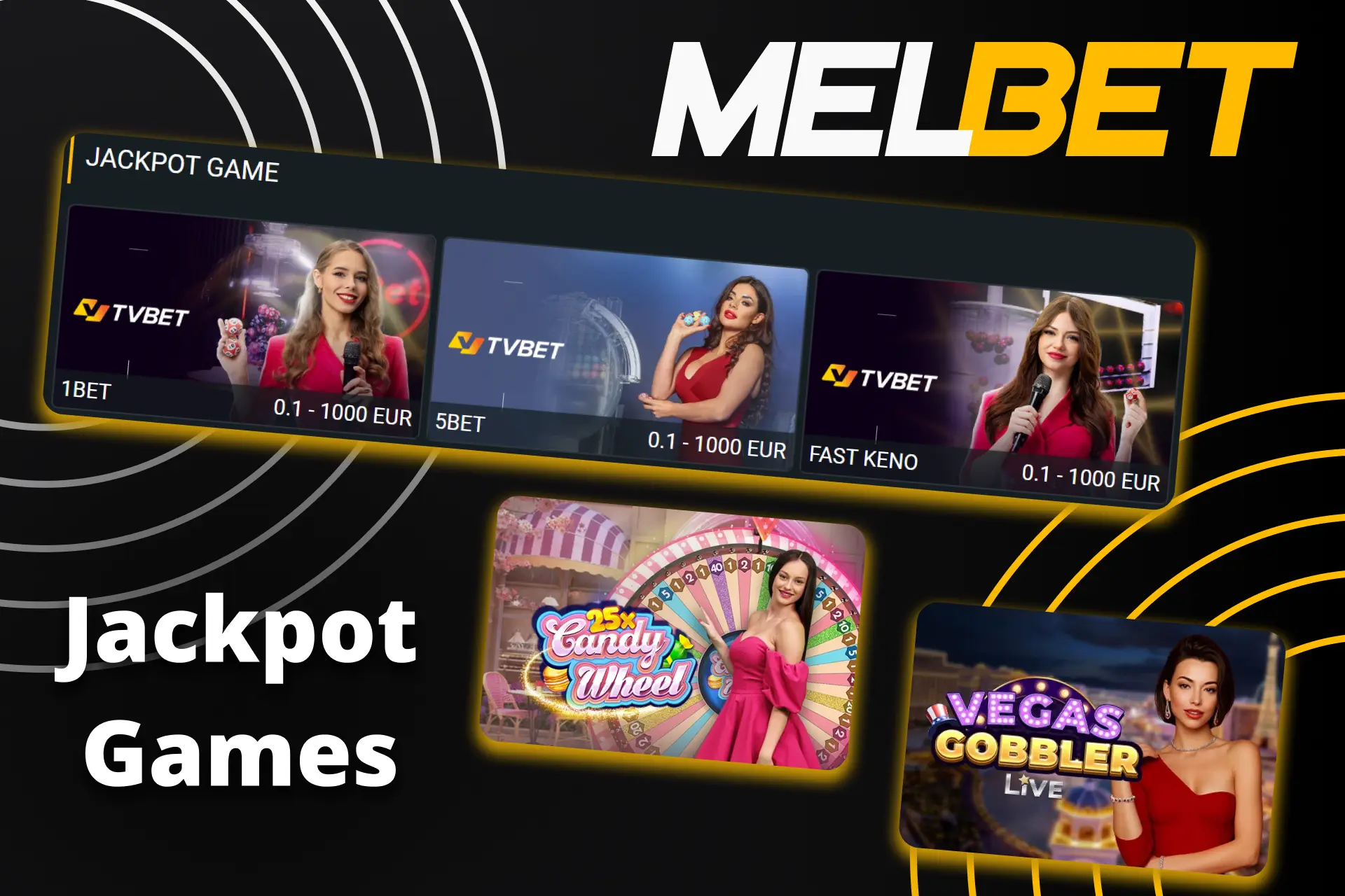 Win big prizes playing official Melbet live casino jackpot games.