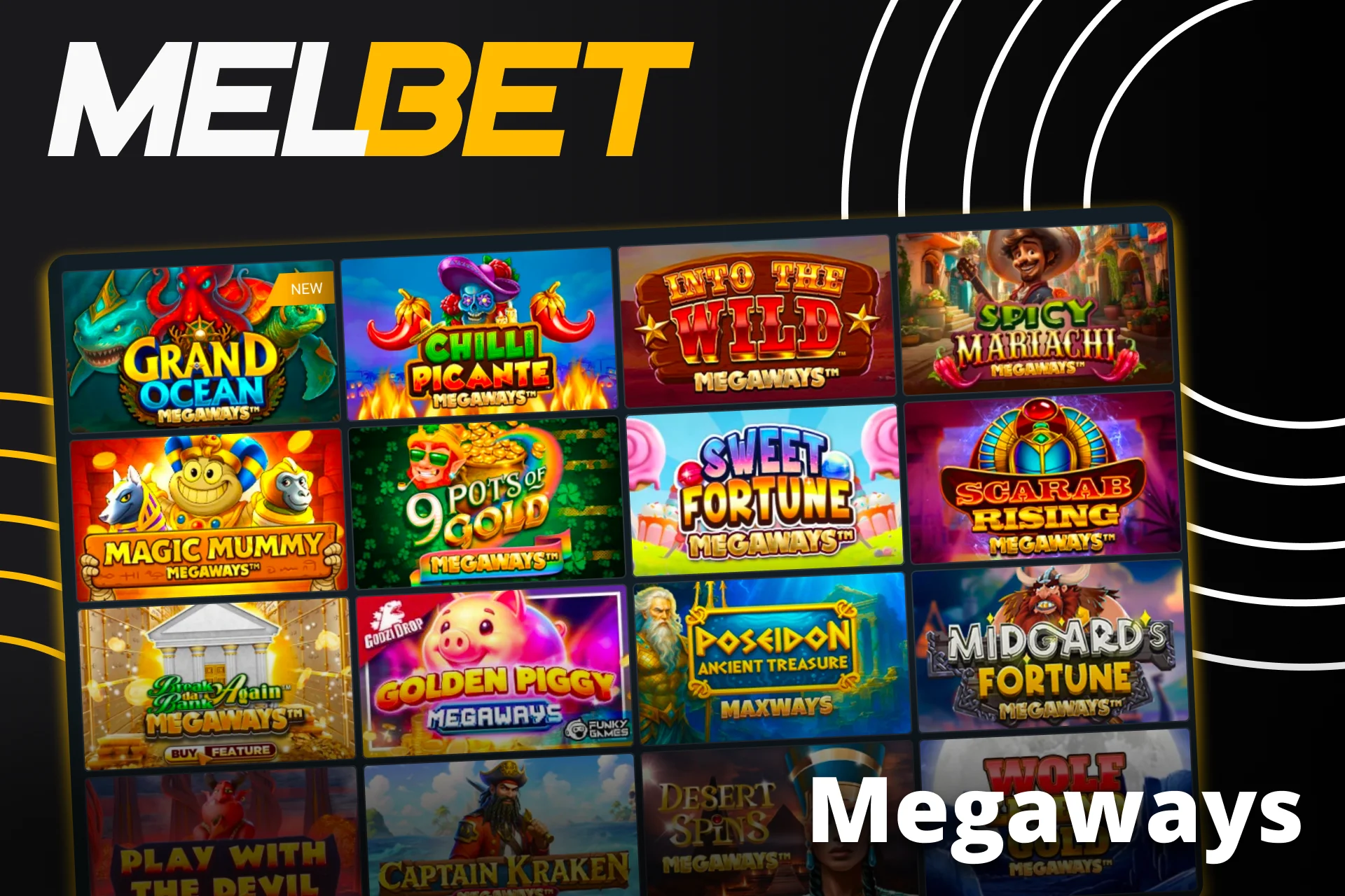 Play Megaways slots with dynamic reels at Melbet.
