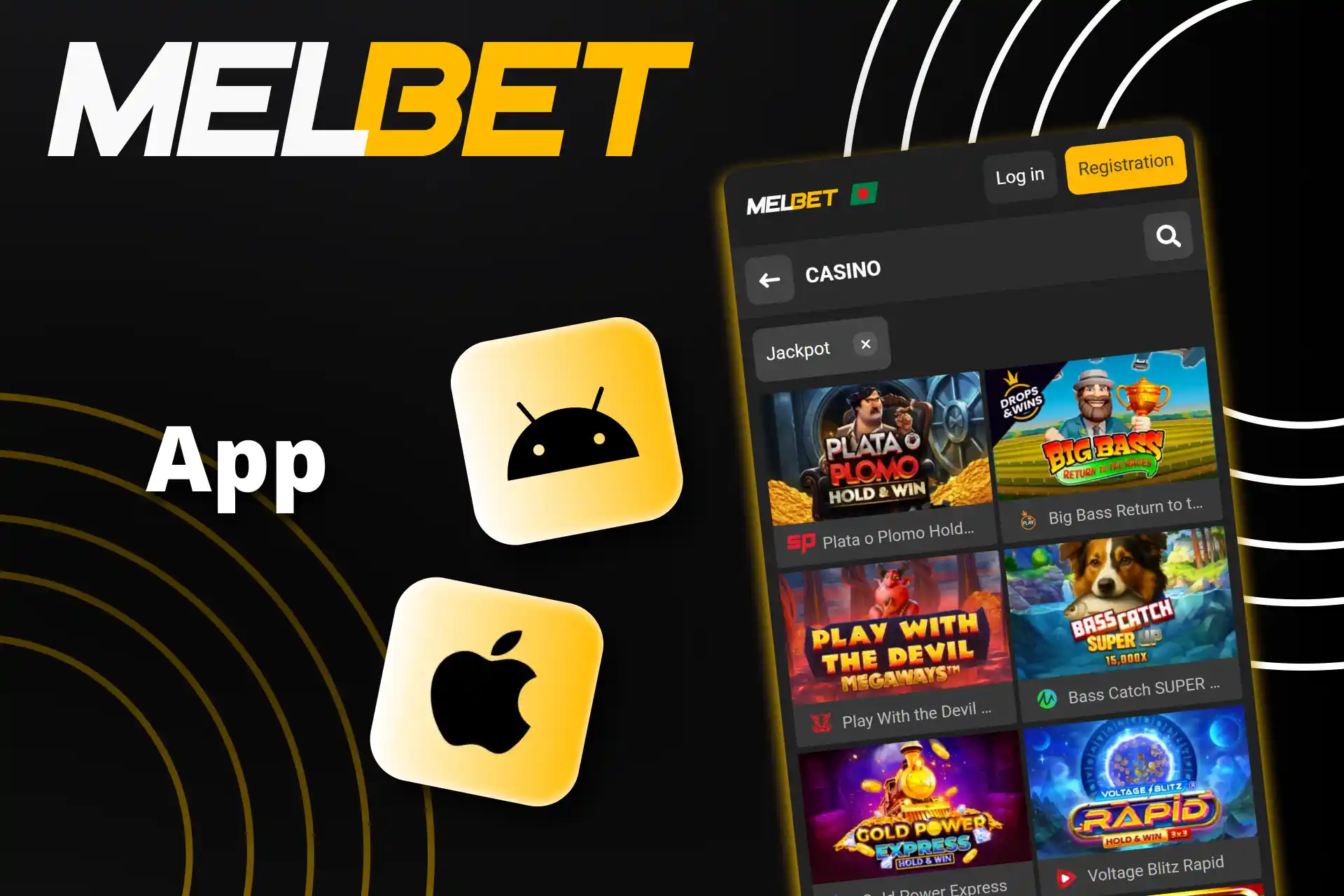 Install the Melbet app to play Jackpot.