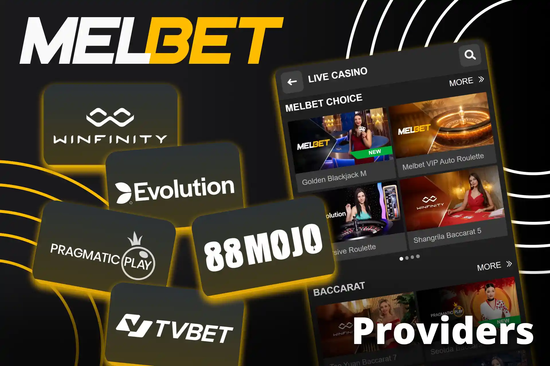 Top software developers provide games for the official Melbet site.