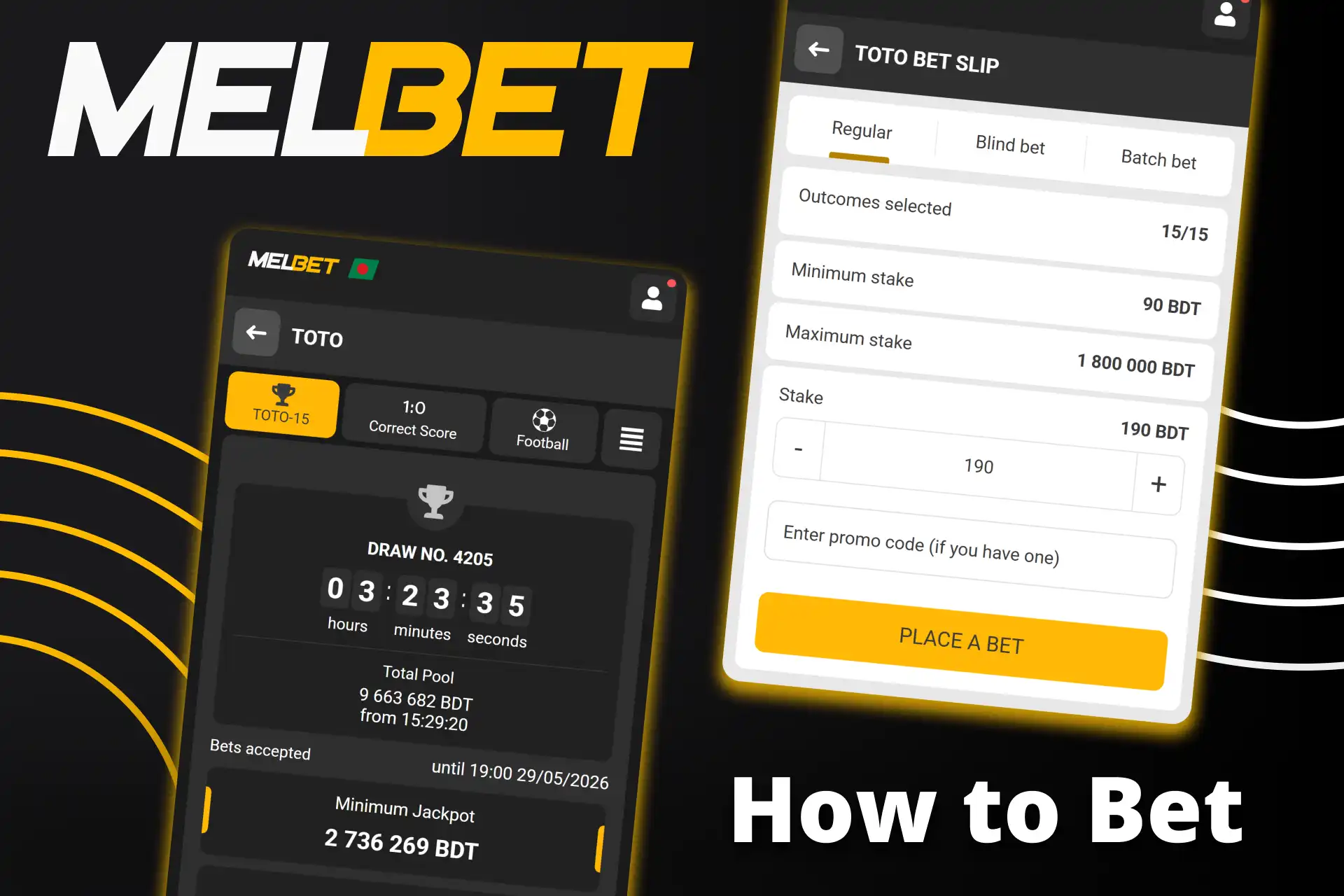 We will tell you how to place your first bet on TOTO from Melbet.
