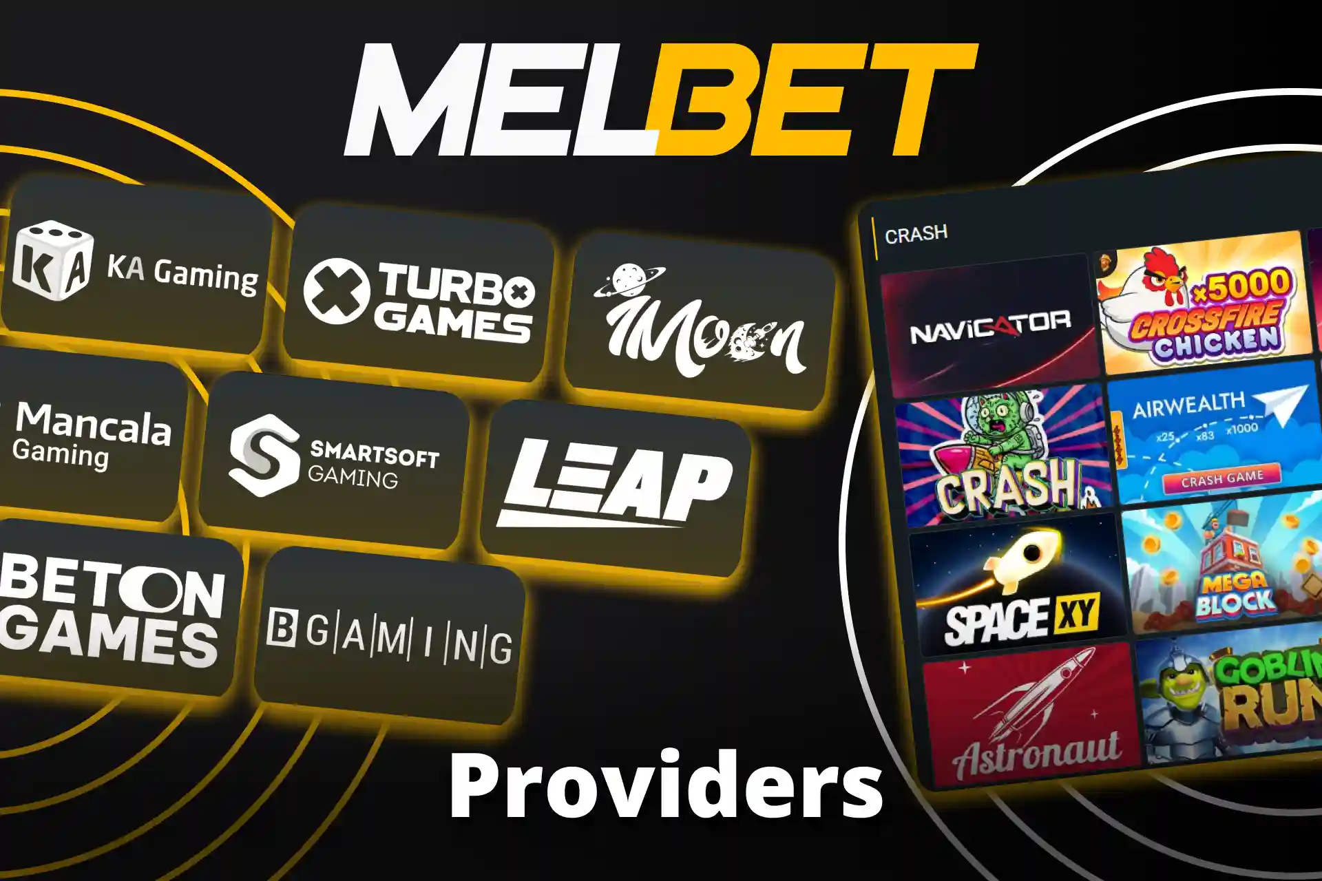 Top licensed software providers power the official Melbet crash games.