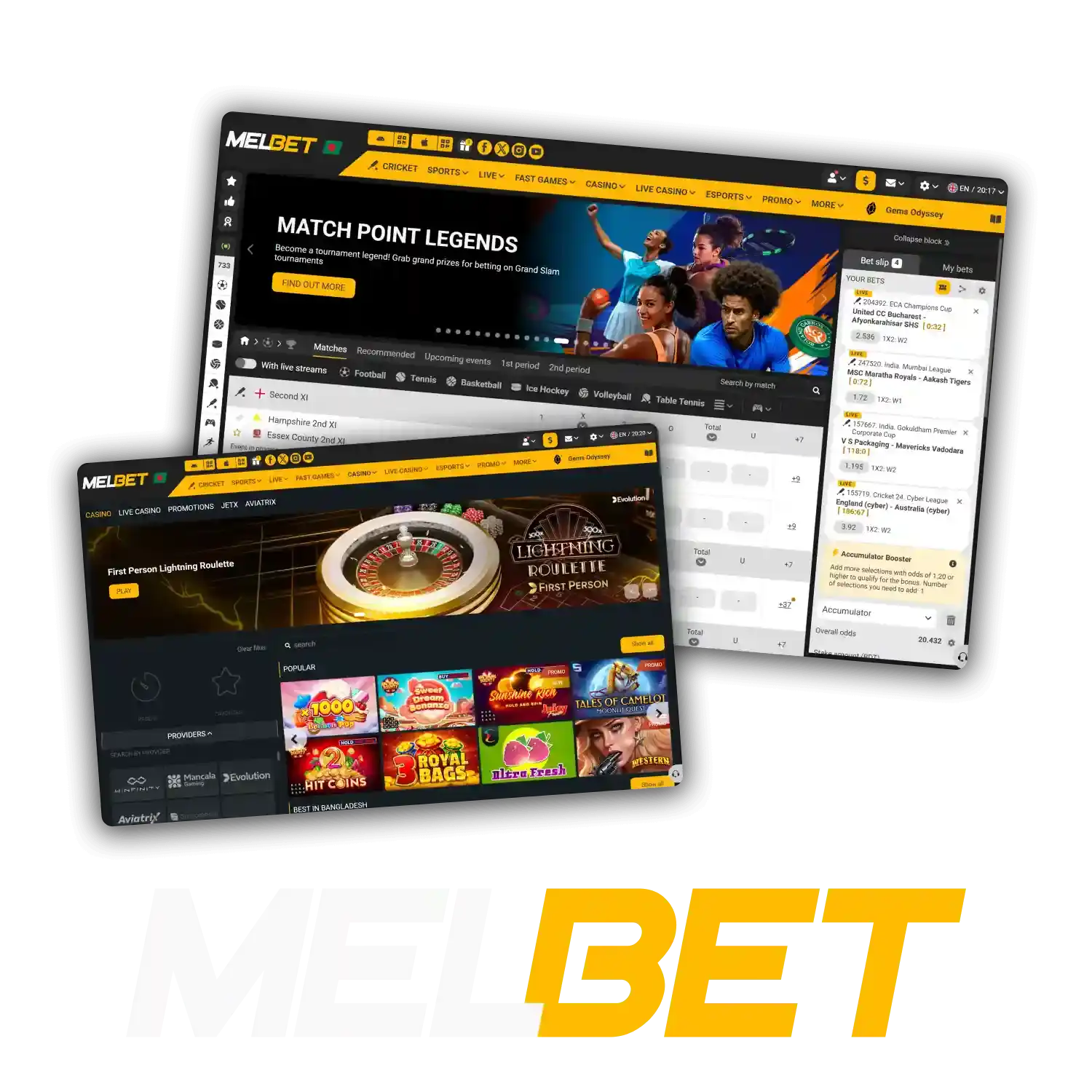 Melbet offers online casino games and sports betting in Bangladesh.