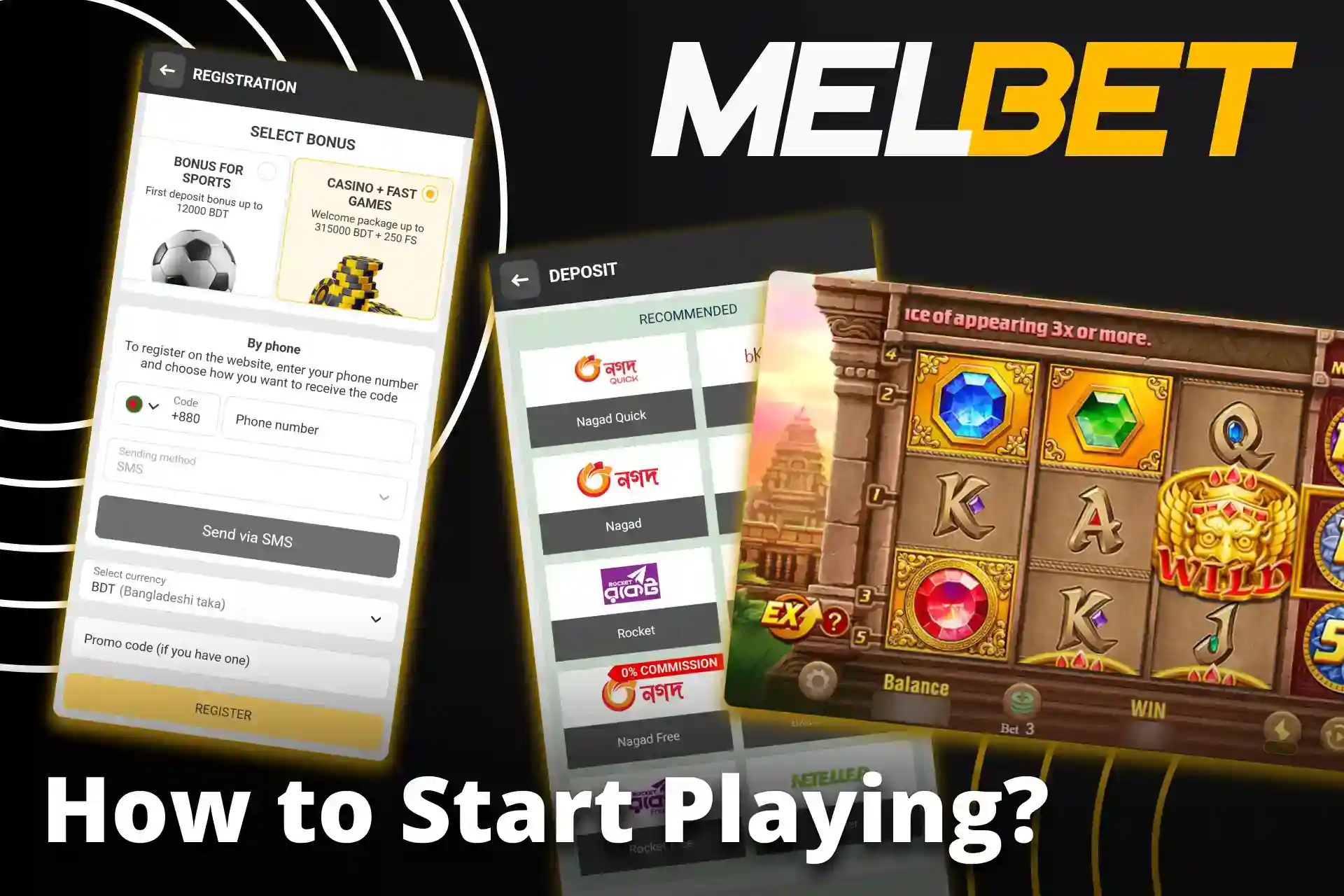Go to the right Melbet section to play Slots.